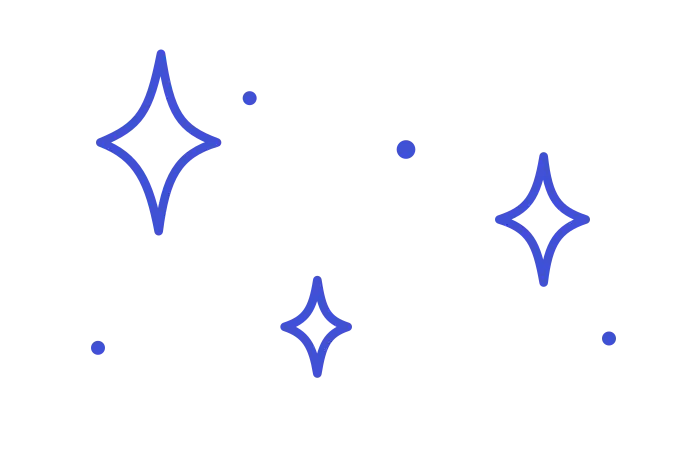 Contoh visual Blue Love Notes: bintang doodle