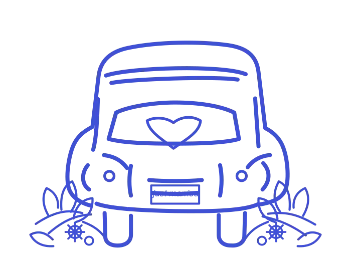 Contoh visual Blue Love Notes: mobil pengantin